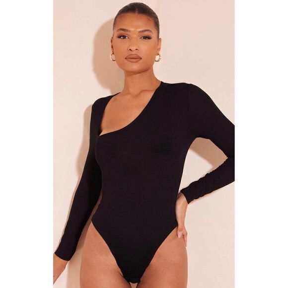 7 For All Mankind Asymmetrical Long Sleeve Bodysuit Size S - Picture 2 of 11
